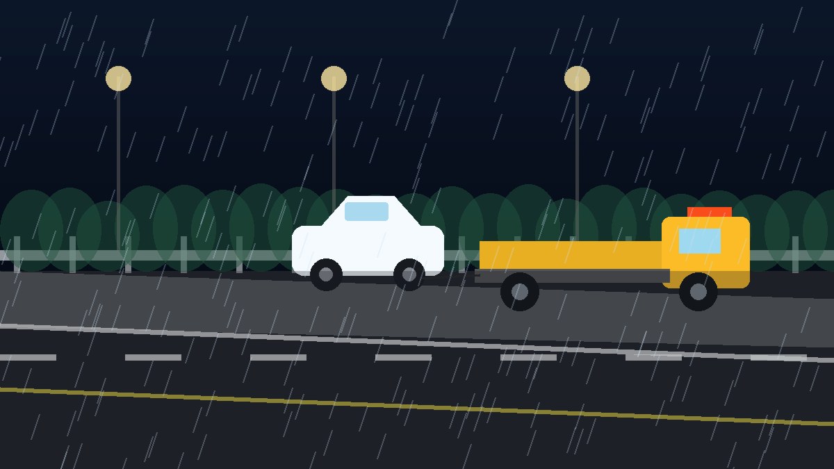 抚州暴雨夜拖车救援现场图